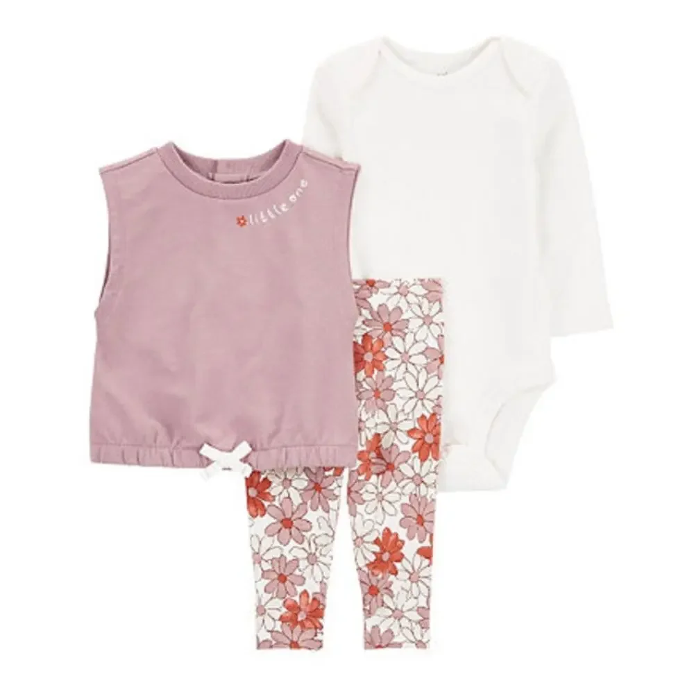 Carter's Baby Sweatshirt, Leggings & Bodysuit Set in Purple, Size 12M​​​​